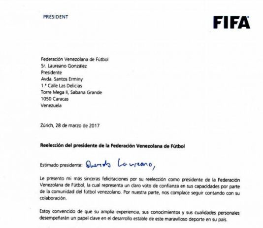 FIFA, CONMEBOL y RFEF felicitan a la nueva Junta Directiva de la FVF (+Cartas)