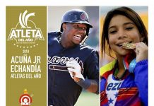 Josef Martínez queda segundo. Ronald Acuña y Katherine Echandía Atletas del Año en Venezuela (+Resultados+Historial)